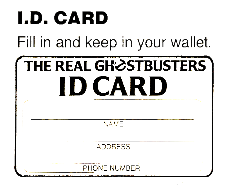 Kenner The Real Ghostbusters Id Card Ecto Containment